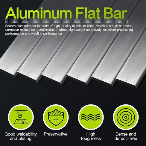 6 Pieces 1/8" (3mm) x 1" (25mm) Square Aluminum Flat Bar 12" Long Length 6061 Aluminum Flat Plate General Purpose Plate, T6511 Solid New Mill Stock in Kuwait