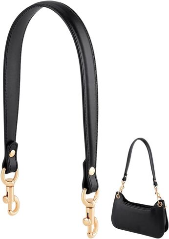 PH PandaHall 20 Inch Black Genuine Leather Purse Strap Bag Handle Purse Replacement Strap Short Bag Handle with Swivel Buckles for Purse Underarm Bags Handbag Making, 1 Inch Wide in Saudi Arabia