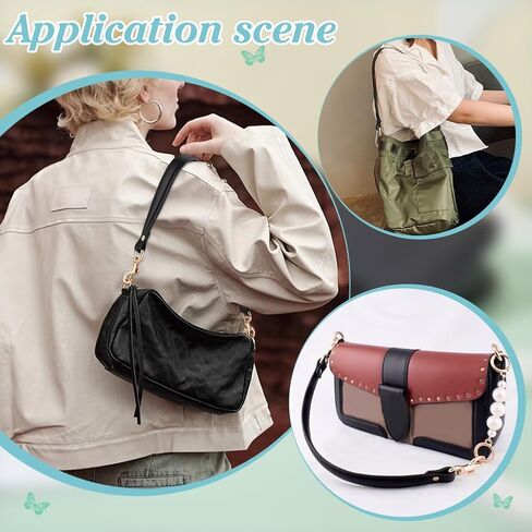 PH PandaHall 20 Inch Black Genuine Leather Purse Strap Bag Handle Purse Replacement Strap Short Bag Handle with Swivel Buckles for Purse Underarm Bags Handbag Making, 1 Inch Wide in Saudi Arabia