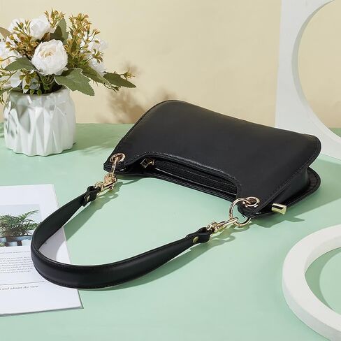 PH PandaHall 20 Inch Black Genuine Leather Purse Strap Bag Handle Purse Replacement Strap Short Bag Handle with Swivel Buckles for Purse Underarm Bags Handbag Making, 1 Inch Wide in Saudi Arabia