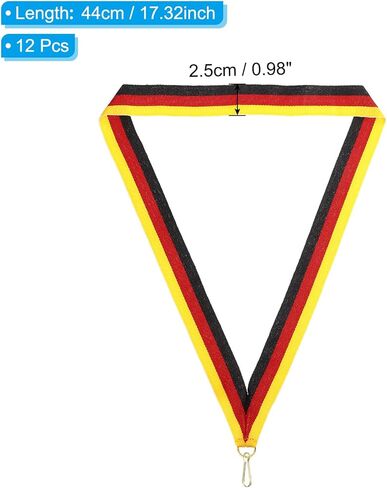 PATIKIL Award Neck Ribbons with Snap Clips, 12 Pcs Polyester Striped Medal Lanyards Ribbon for Competitions Sports Meetings Sports Party, Blue Golden in Saudi Arabia