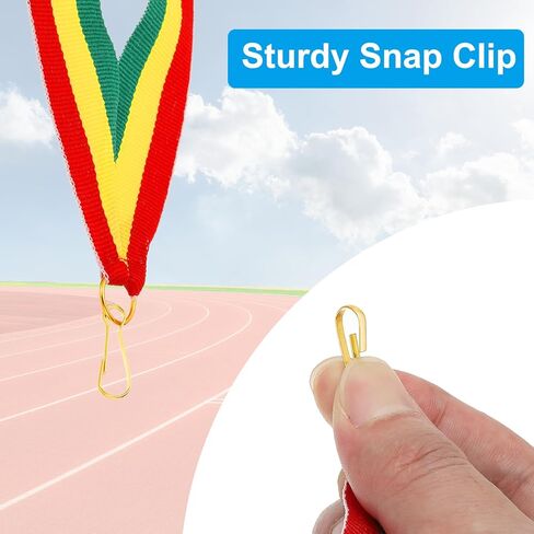 PATIKIL Award Neck Ribbons with Snap Clips, 12 Pcs Polyester Striped Medal Lanyards Ribbon for Competitions Sports Meetings Sports Party, Blue Golden in Saudi Arabia