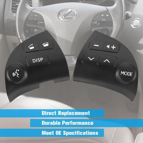 2Pcs Left and Right Side Steering Wheel Volume Control Switch Button Fit for Lexus ES350 3.5L 2007-2010 Replace 84250-33190-C0 in Kuwait