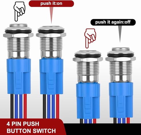 Nilight 12mm Latching Push Button Switch 6pcs LED Blue Waterproof Small Round Power Button Switches with Pre-Wiring Socket for Car Truck Boat Marine RV Vehicle in Saudi Arabia