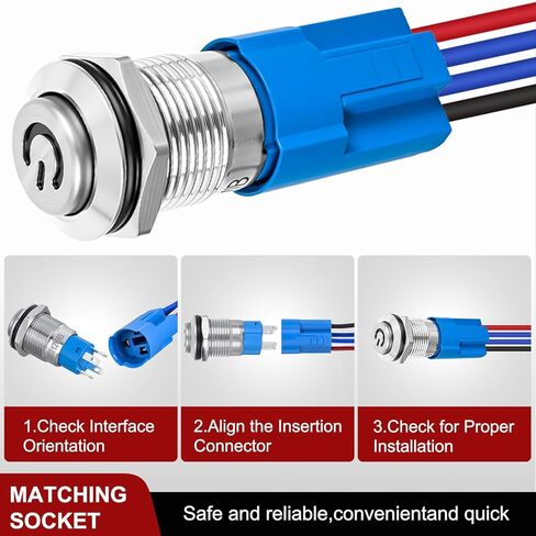 Nilight 12mm Latching Push Button Switch 6pcs LED Blue Waterproof Small Round Power Button Switches with Pre-Wiring Socket for Car Truck Boat Marine RV Vehicle in Saudi Arabia