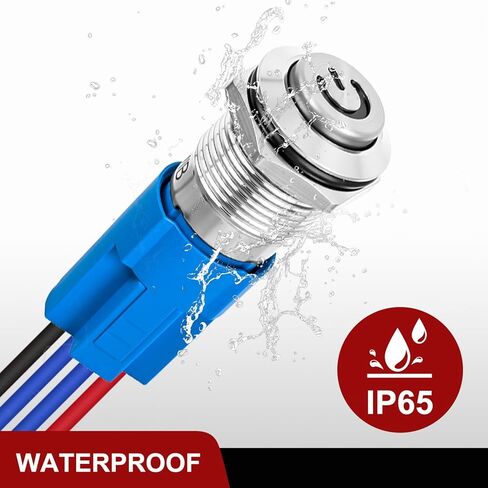 Nilight 12mm Latching Push Button Switch 6pcs LED Blue Waterproof Small Round Power Button Switches with Pre-Wiring Socket for Car Truck Boat Marine RV Vehicle in Saudi Arabia