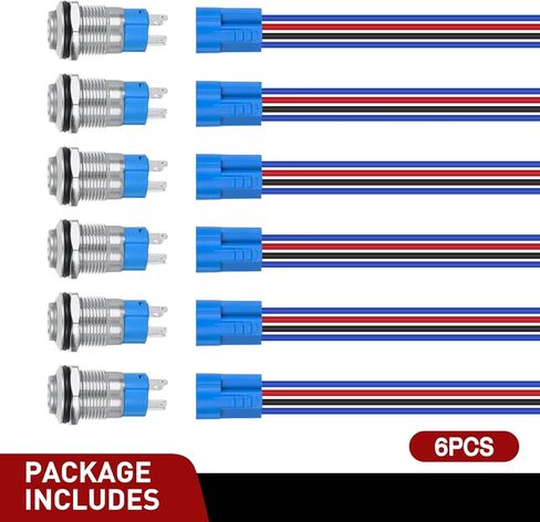 Nilight 12mm Latching Push Button Switch 6pcs LED Blue Waterproof Small Round Power Button Switches with Pre-Wiring Socket for Car Truck Boat Marine RV Vehicle in Saudi Arabia