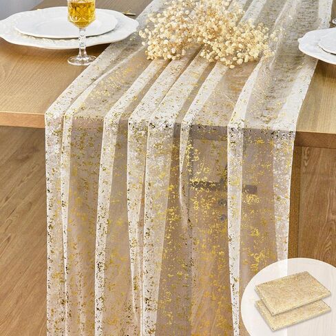 Gold Table Runner 20FT Long Graduation Decorations for Prom Send off 2024 Sequin Glitter Thin Mesh Table Runner Roll for Wedding Centerpiece Table Decoration for DIY Home Decor in Kuwait