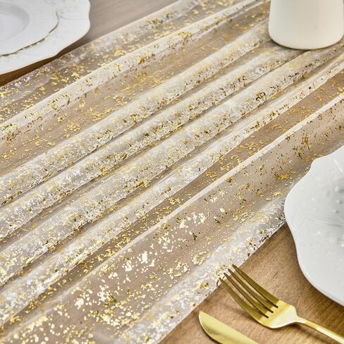 Gold Table Runner 20FT Long Graduation Decorations for Prom Send off 2024 Sequin Glitter Thin Mesh Table Runner Roll for Wedding Centerpiece Table Decoration for DIY Home Decor in Kuwait