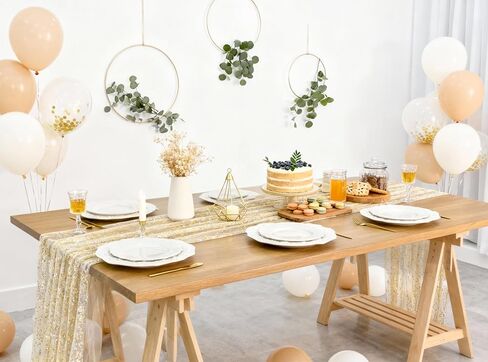 Gold Table Runner 20FT Long Graduation Decorations for Prom Send off 2024 Sequin Glitter Thin Mesh Table Runner Roll for Wedding Centerpiece Table Decoration for DIY Home Decor in Kuwait