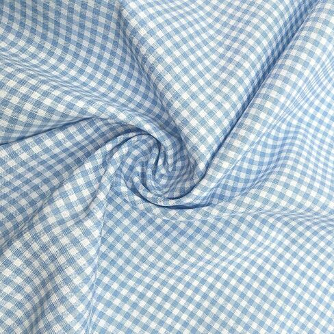 YYCRAFT Gingham Fabric by The Yard 60" Wide Poly Cotton Blend, for Sewing, Quilting, Crafts, Tablecloths, Clothing(2 Yards,Baby Blue) in Saudi Arabia