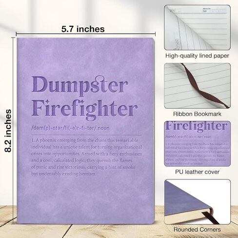 Funny Office Notebook Journal Appreciation Gifts for Boss Coworker Leader Manager, Dumpster Firefighter Definition Writing Notebook-Purple in Saudi Arabia