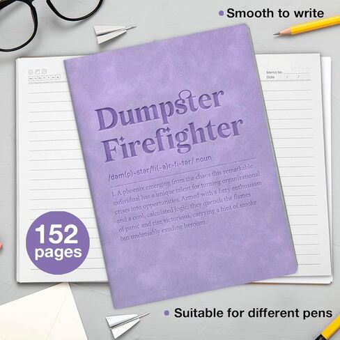 Funny Office Notebook Journal Appreciation Gifts for Boss Coworker Leader Manager, Dumpster Firefighter Definition Writing Notebook-Purple in Saudi Arabia