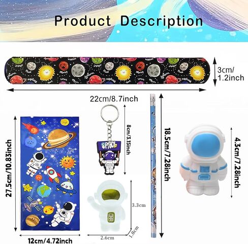 152PCS Space Party Favors Set, Outer Space Birthday Decorations Including Slap Bracelets, Keychains, Gift Bags, DIY Stickers, Drinking Straws, Alien Birthday Supplies in Kuwait