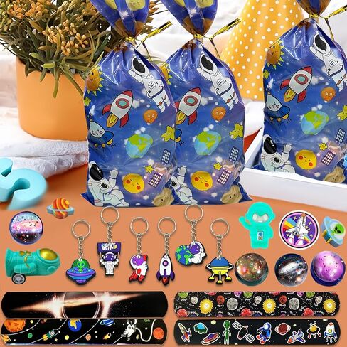 152PCS Space Party Favors Set, Outer Space Birthday Decorations Including Slap Bracelets, Keychains, Gift Bags, DIY Stickers, Drinking Straws, Alien Birthday Supplies in Kuwait