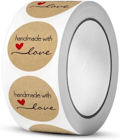 500-Pack Kraft Paper Heart Stickers – Rustic Labels for Envelopes, Gifts, & Decor in Saudi Arabia