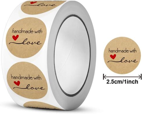 500-Pack Kraft Paper Heart Stickers – Rustic Labels for Envelopes, Gifts, & Decor in Saudi Arabia