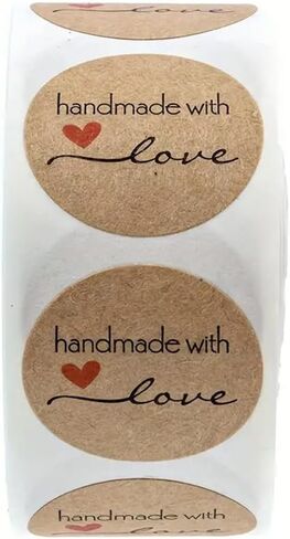 500-Pack Kraft Paper Heart Stickers – Rustic Labels for Envelopes, Gifts, & Decor in Saudi Arabia