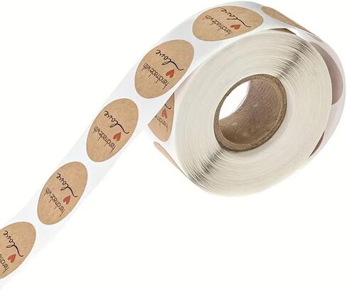 500-Pack Kraft Paper Heart Stickers – Rustic Labels for Envelopes, Gifts, & Decor in Saudi Arabia