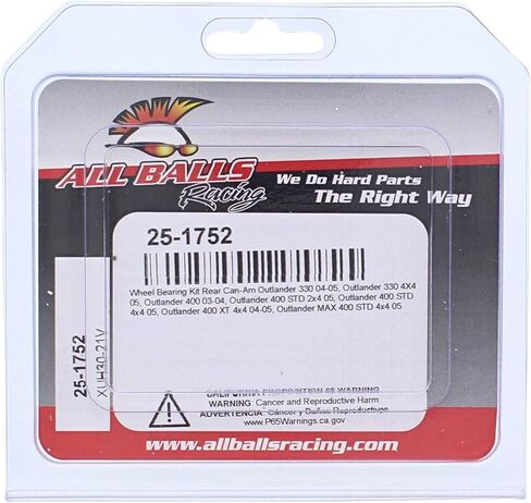 New Rear All Balls Racing Wheel Bearing Kit 25-1752 Compatible With/Replacement For Can-Am Outlander 400 4x4 03-05 in Saudi Arabia