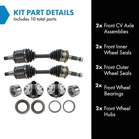 TRQ Front CV Axle Assemblies Wheel Bearings Hubs Seals 10 Piece Compatible with 1996-2002 Toyota 4Runner 1995-2004 Tacoma in Saudi Arabia