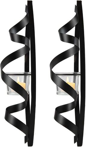 Lily’s Home Pillar Candle Wall Sconces, Hanging Iron Metal Decor Art Set of 2 in Kuwait