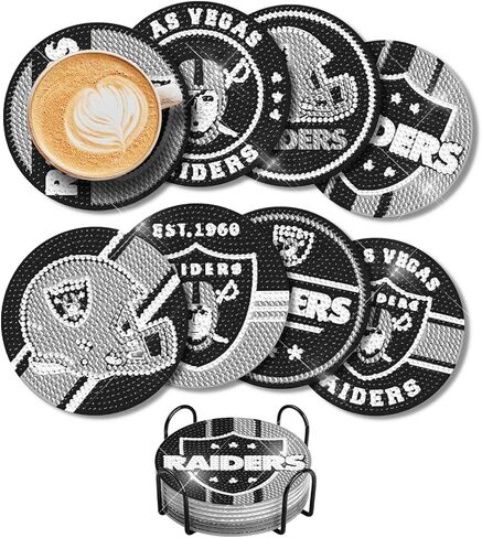 Diamond Art Coaster Set of 8 with Holder Vibrant Home Office Decor Exquisite Handcrafted Diamond Art for Adults in Saudi Arabia