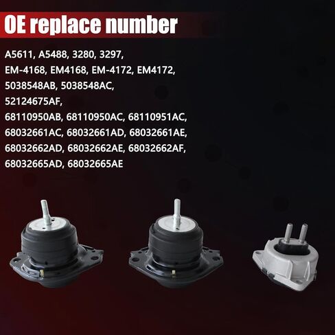 حوامل محرك AUCERAMIC وحامل ناقل الحركة مناسب لـ 2011-2021 Jeep Grand Cherokee 2013-2022 Dodge Durango 3.6L 5.7L 6.4L استبدال # A5611 A5611 A5488 68032662AD 68032662AE in Saudi Arabia