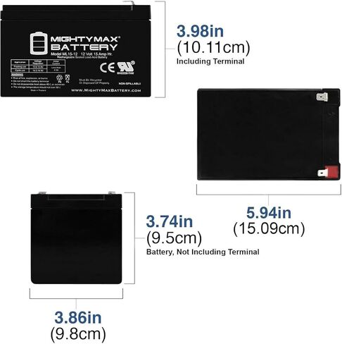Mighty Max Battery ML15-12 12V 15Ah F2 Scooter Bike Battery Replaces 14Ah PS-12140 F2-2 Pack in Saudi Arabia