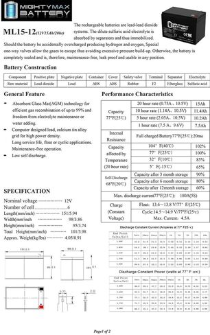 Mighty Max Battery ML15-12 12V 15Ah F2 Scooter Bike Battery Replaces 14Ah PS-12140 F2-2 Pack in Saudi Arabia