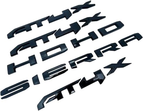 Kit 2023-2025 Sierra HD AT4X Emblem 3D Badges Letter Nameplate Replacement for 2500HD 3500HD (Gloss Black Red) in Saudi Arabia