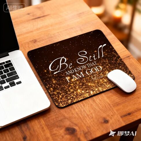 Christian Mouse Pad - Be Still and Know That I Am God Psalm 46:10 - Inspirational Religious Desk Accessory - Non-Slip Rubber Base - Gold Sparkle Design in Saudi Arabia