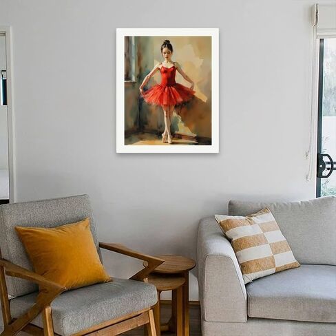 Ballet Paint by Numbers Kit for Adults – DIY Ballerina in Red Dress Painting on Canvas 16x20 Inches, Acrylic Paint Set, Suitable for Beginners, Dance Art for Home Decoration or Gifts in Saudi Arabia