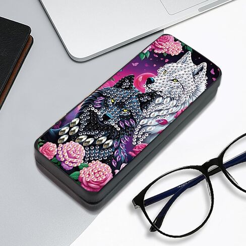 5D DIY Diamond Painting Kit Special Shape Diamond Art Eyeglass Case, Handmade Diamond Art Sunglasses Glasses Storage Box, Partial Mosaic Making Craft for Adults Travel Sunglasses Storage Box Gift in Saudi Arabia