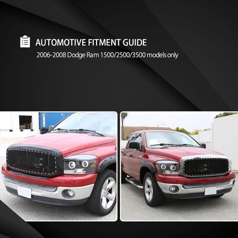 Autozensation متوافق مع Dodge Ram 1500 2500 3500 2006-2008، شبكة سلكية SS على شكل برشام مع غطاء من الكروم in Saudi Arabia