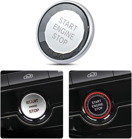 HIBEYO ABS Car Engine Start Stop Button Cover for Jaguar F-PACE XFL XEL XF XE (2016-2020) - Push Start Stop Switch - Silver in Saudi Arabia