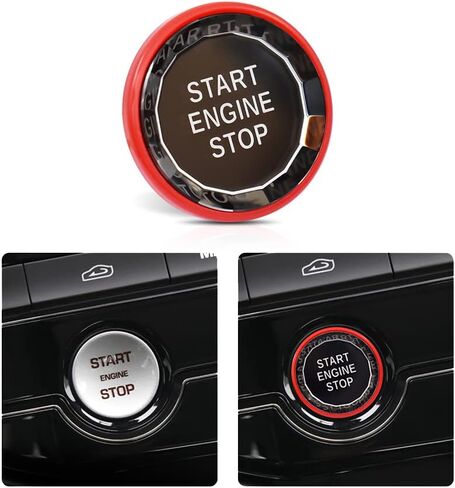 HIBEYO ABS Car Engine Start Stop Button Cover for Jaguar F-PACE XFL XEL XF XE (2016-2020) - Push Start Stop Switch - Silver in Saudi Arabia