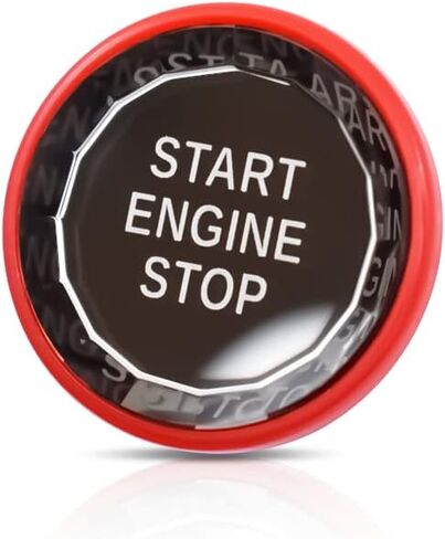 HIBEYO ABS Car Engine Start Stop Button Cover for Jaguar F-PACE XFL XEL XF XE (2016-2020) - Push Start Stop Switch - Silver in Saudi Arabia