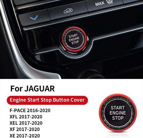 HIBEYO ABS Car Engine Start Stop Button Cover for Jaguar F-PACE XFL XEL XF XE (2016-2020) - Push Start Stop Switch - Silver in Saudi Arabia