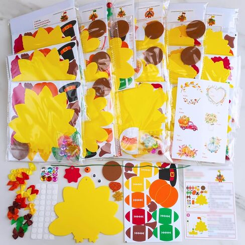 24 مجموعة من Winlyn 24 مجموعة من مجموعات الحرف اليدوية لعيد الشكر وحرف الخريف DIY وزخارف تركيا ومجموعات فنية للخريف من أوراق القيقب واليقطين وملصقات رغوة تركيا الفنون والحرف اليدوية للأطفال وأنشطة الفصول الدراسية هدايا الحفلات in Kuwait