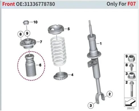 2Pcs Front Rear Suspension Shock Absorber Dust Cover Bump Stop 33536781684 31336778780 For BM F07 GT 520d 528i 530d 535i 550ix(2Pcs Front) in Saudi Arabia