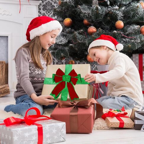 عيد الميلاد المخملية السلكية حافة الشريط 2.5 بوصة 20 ياردة أحمر بريق أخضر مزدوج الوجهين التفاف الشريط لعيد الميلاد DIY الحرف إكليل القوس صنع in Kuwait