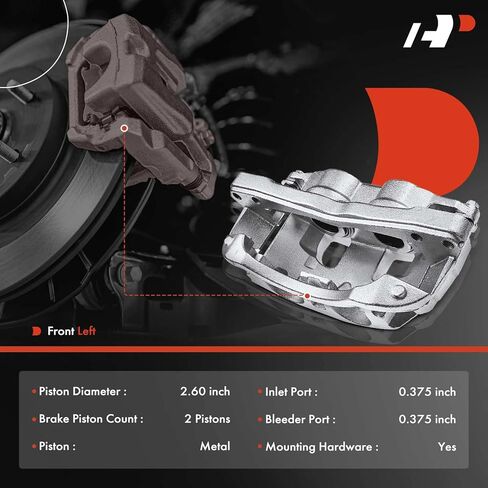 مجموعة فرجار الفرامل القرصية الممتازة مع دعامة متوافقة مع موديلات فورد المختارة - F-450/F-550 Super Duty 2017 2018 2019 2020 - جانب السائق الأيسر الأمامي in Saudi Arabia
