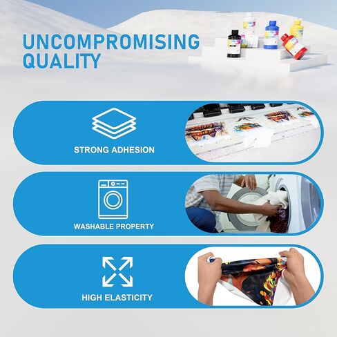 Lancelot DTF Ink 600ML-Vibrant & Durable PET Film Transfer Ink for DTF Printer, Epson Printers Epson ET-8550, XP-15000, L1800, L805, R1390, R2400 for Heat Transfer Printing 100ml(100ml*6,CMYK+2W) in Kuwait