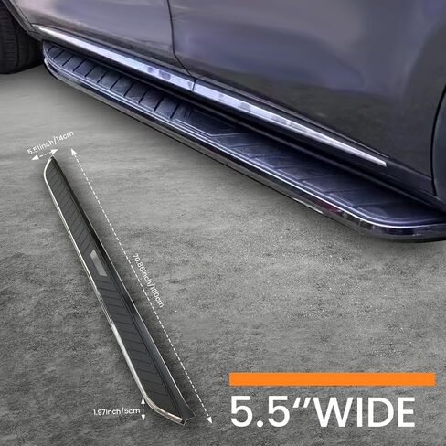 لوحات الجري والخطوات لسيارة Toyota RAV4 2019-2025 خطوات جانبية من الألومنيوم مع دعامة، قطعتان من لوحة الجري السوداء من الجانب الأيمن والأيسر قضبان Nerf لسيارة Toyota RAV4 2019 2020 2021 2022 2023 2024 2025 in Saudi Arabia