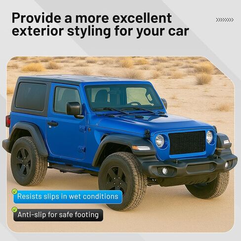 Side Steps Compatible with 2018-2025 Jeep Wrangler JL 2-Door, High-Strength Running Boards, Steel Step Bars, Powder-Coated 2-Piece Set in Saudi Arabia
