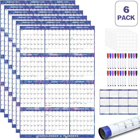 24" x 36" 2025 Wall Calendar Dry Erase - Large Starry Sky Calendar Wet & Dry Erasable Laminated 12 Month Annual Yearly Planner, Reversible, Horizontal/Vertical (2025 Wall Calendar) in Saudi Arabia
