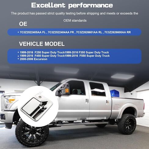 Chrome Exterior Door Handle fit for F250 F350 F450 F550 Super Duty Truck 1999-2016 Excursion 2000-2006 Outer Front and Rear Left Right Door Handles 7C3Z2522405AA FL 7C3Z2522404AA FR 4Pcs in Saudi Arabia