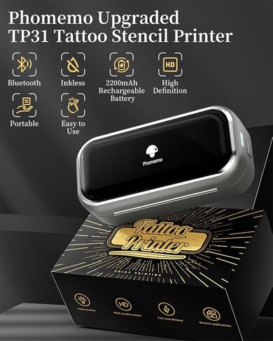Phomemo Tattoo Stencil Printer, TP31 Mini Tattoo Machine with 30pcs Transfer Paper, Bluetooth Stencil Printer for Tattooing, Compatible with Phone & Tablet, 3 Inch, Pink, Tattoo Supplies in Saudi Arabia