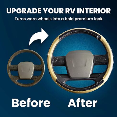 RV Steering Wheel Cover – 18 Inch Fit for Class A Motorhome – Soft Leather Anti-Slip Grip – Breathable Comfort Motorhome Accessories for Long Trips – Universal RV Accessories Upgrade – Grey in Saudi Arabia